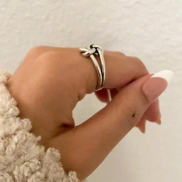 925 Sterling Silver Knot Ring Stackable Ring Dainty Ring Band Twist Ring - Picture 9 of 11